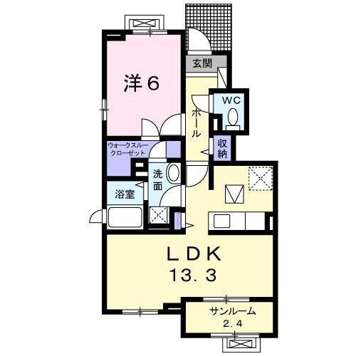 リバティ ベース(1LDK/1階)の間取り写真