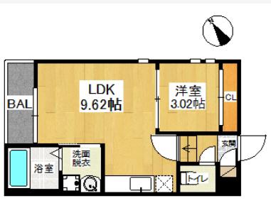 GRANDTIC D-IV IJIRI(1LDK/1階)の間取り写真