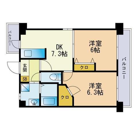 JAMMS松島(2DK/4階)の間取り写真