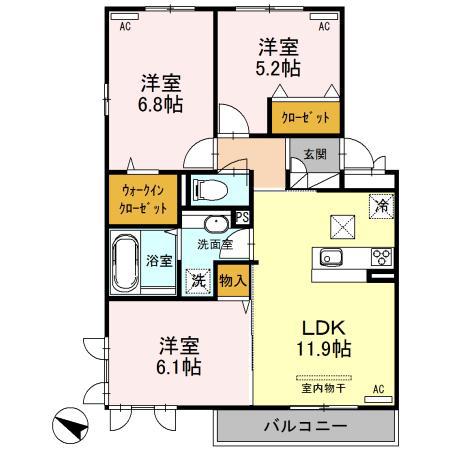 セジュールナガノ2017(3LDK/1階)の間取り写真