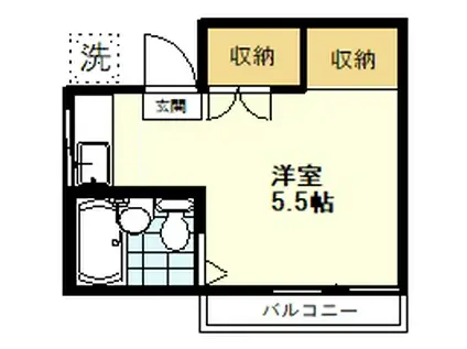 ハイツきむら(ワンルーム/2階)の間取り写真