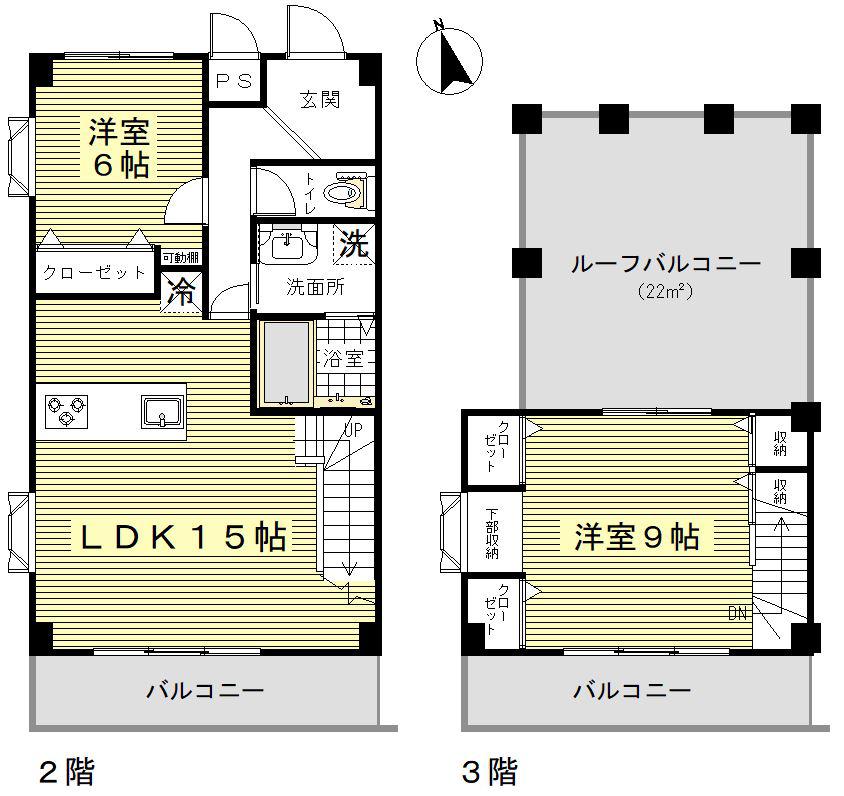 ハイツTAKAII(2LDK/2階)の間取り写真