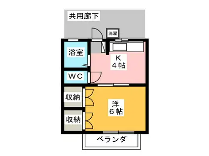 コーポK2(1K/1階)の間取り写真