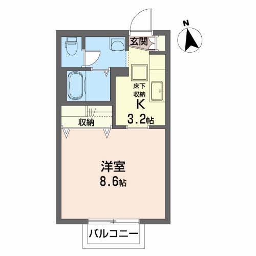プランドール泉中央(1K/1階)の間取り写真