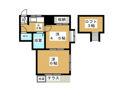 リーフコート江戸川台A棟(2K/1階)の間取り写真
