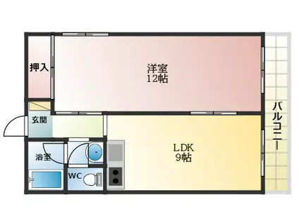 藤ヶ丘ハイツ(1LDK/4階)の間取り写真