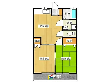 MAJESTY松本A(2LDK/1階)の間取り写真