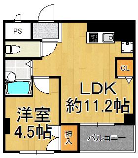 マブランシェット弦月(1LDK/4階)の間取り写真