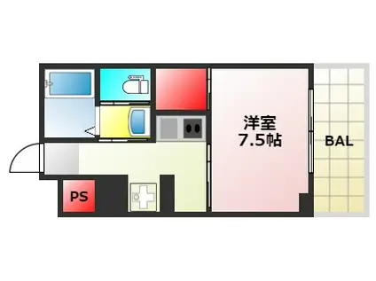 ウォブ本町ウエスト(1K/3階)の間取り写真