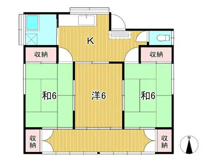 JR水郡線 常陸太田駅 徒歩9分 2階建 築56年(3K/2階)の間取り写真
