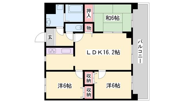 アルコート高岡(3LDK/2階)の間取り写真