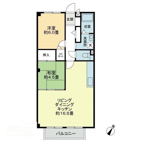 フォブール田村(2LDK/2階)の間取り写真