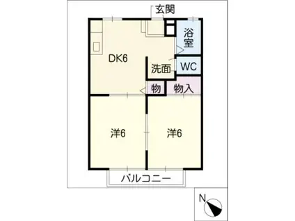 サンライト杉山(2DK/2階)の間取り写真