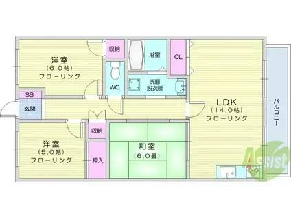 エステマール(3LDK/2階)の間取り写真