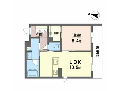 べレオ鳥飼(1LDK/1階)の間取り写真
