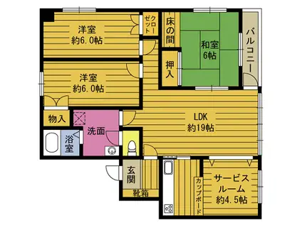エグゼコート生石(3LDK/9階)の間取り写真