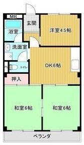 シャンポール原I(3DK/4階)の間取り写真