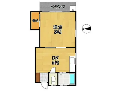 コーポ関戸(1DK/1階)の間取り写真