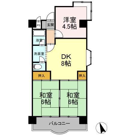 エスポア菰野(3DK/2階)の間取り写真