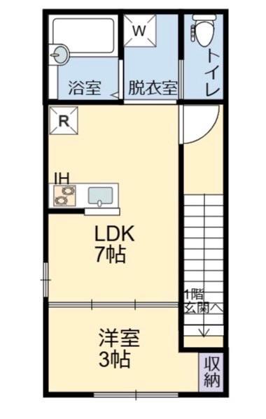 新築アパート(1LDK/1階)の間取り写真