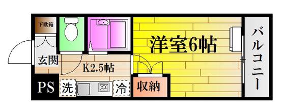 ONビル(1K/3階)の間取り写真