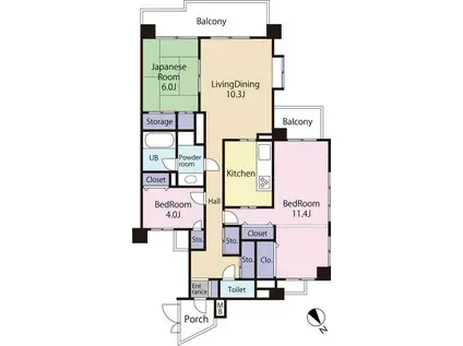 コスモ大井町グレイスシティ(4LDK/2階)の間取り写真