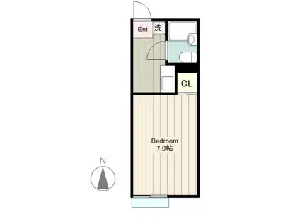 コーポウィスタリアII(1K/1階)の間取り写真