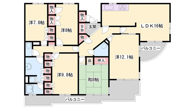 エンブレイス姫路下寺町(5LDK/14階)の間取り写真