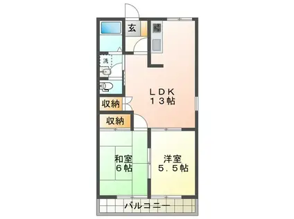 ロイヤルプライベートメゾン(2LDK/2階)の間取り写真