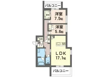 WTB大塚(2LDK/2階)の間取り写真