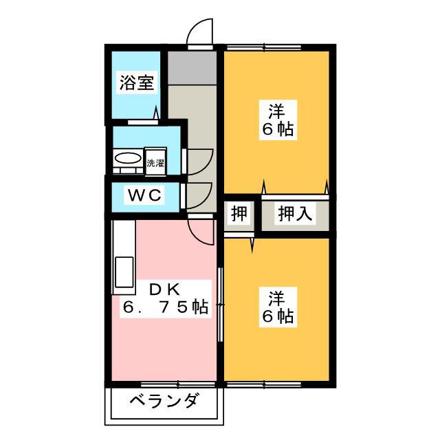 ウエストコート勢田(2DK/1階)の間取り写真