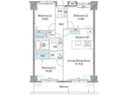 ホーリーフォート南平岸(3LDK/1階)の間取り写真