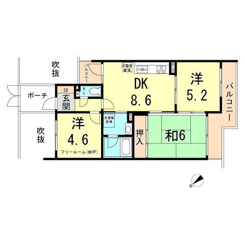 ヴェルドール上池田 (3DK/2階)の間取り写真