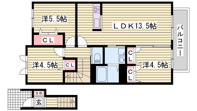 メゾン福渡 A棟(3LDK/2階)の間取り写真