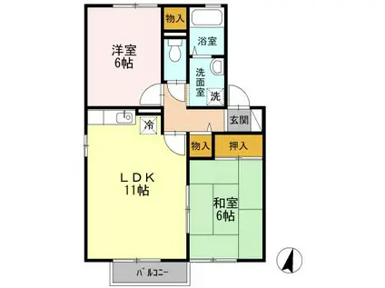 プレステージ植松B(2LDK/2階)の間取り写真