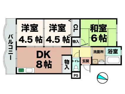 美善ハイツ(3DK/2階)の間取り写真