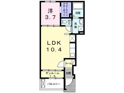 エクセレント(1LDK/1階)の間取り写真