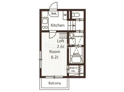 スカイキャッスルII(1K/2階)の間取り写真