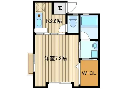 ウインドミル(1K/1階)の間取り写真