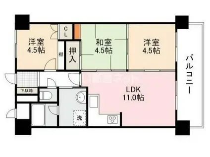 花房国分寺マンション(3LDK/6階)の間取り写真