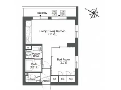 ORSUS戸越銀座(1LDK/3階)の間取り写真
