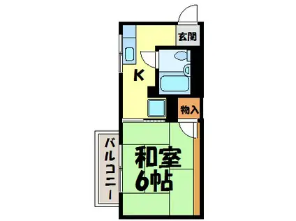 フォーヴル代官(1K/2階)の間取り写真