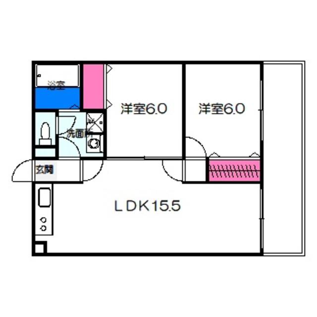 グローハイツ瓜破(2LDK/2階)の間取り写真