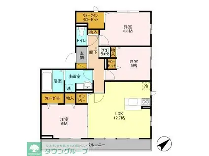 フルールポワール(3LDK/2階)の間取り写真