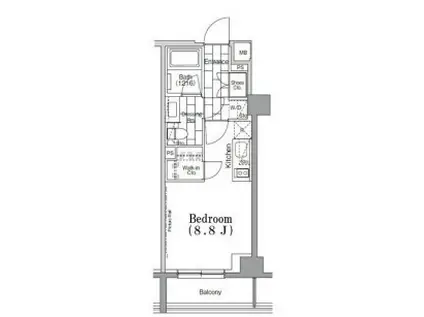 ワンルーフフラット月島(ワンルーム/8階)の間取り写真