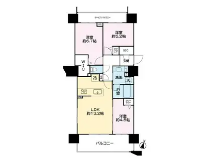 レーベン北18条THE BLCIEL(3LDK/10階)の間取り写真