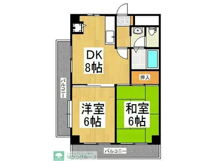 飯尾ビル(2DK/4階)の間取り写真