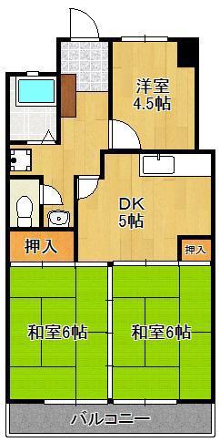 第8岡部ビル(3DK/5階)の間取り写真