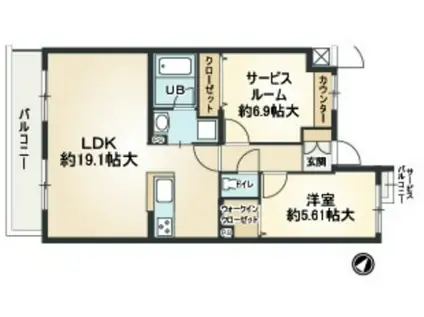 ブレスト我孫子町(1SLDK/4階)の間取り写真