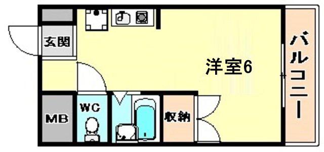 エンデバー武庫之荘(ワンルーム/1階)の間取り写真